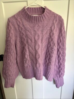 Bluivy size large Soft Cable-Knit Women's Sweater - Lilac